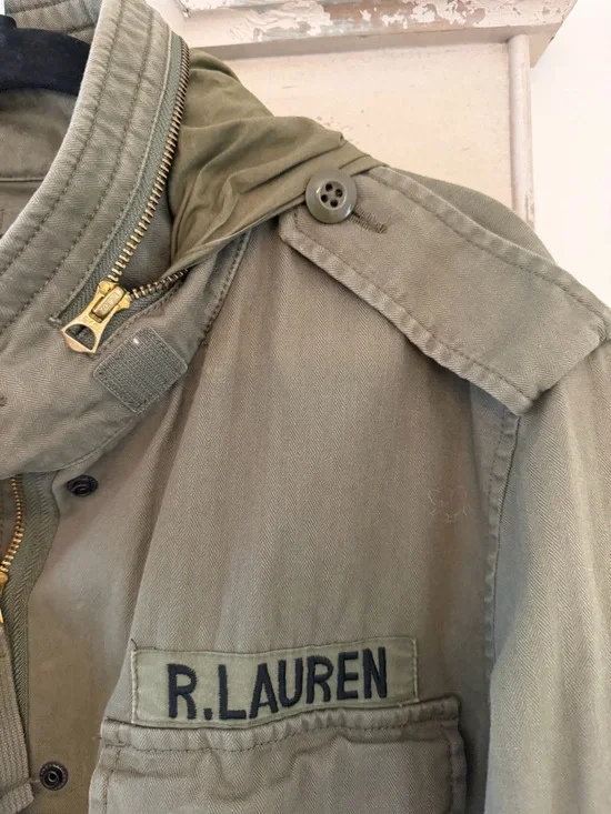 Ralph Lauren S Olive Green Military-Style Jacket with R.L. Patch - Picture 7 of 8